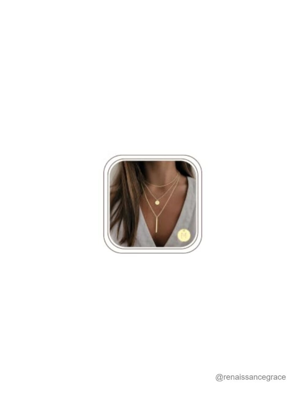 14K Gold Plated Layered Initial Necklace Set - Coin Letter Bar Stacking